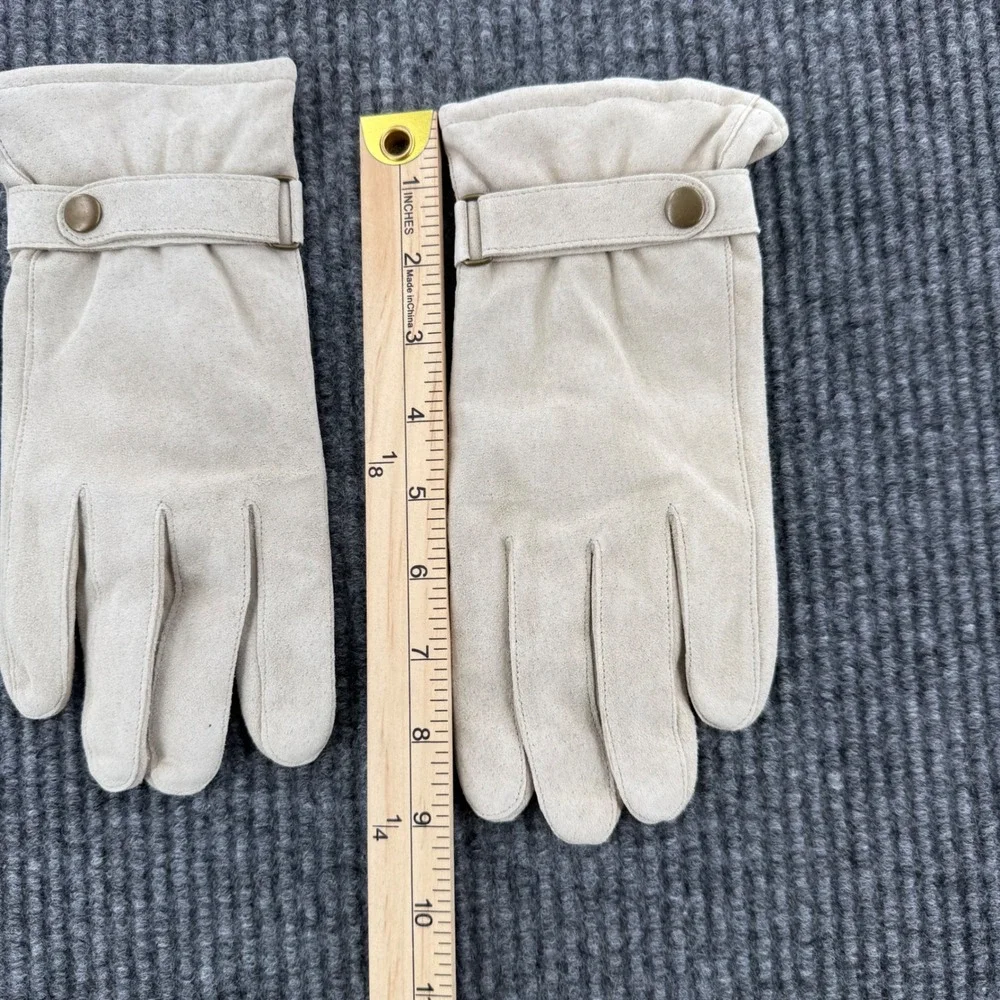 Lizden Womens Large Tan Suede Leather Gloves Acrylic Knit Lined Winter